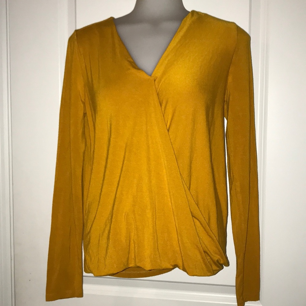 Mustard Wrap Front Blouse